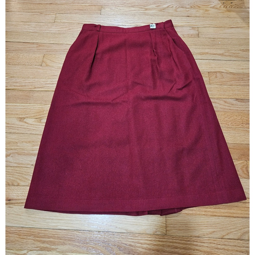 Vtg Pant-Her 100% Wool Red Women's Skirt with Pockets Size 16, See Measurements